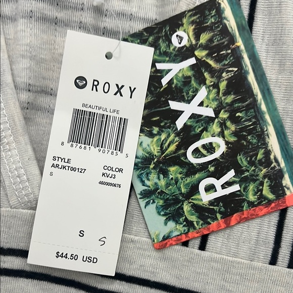 Roxy Striped Gray Hoodie small - Picture 2 of 5